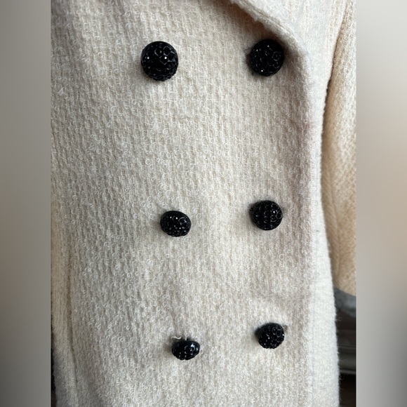 vintage 50s 60s lilli ann's junior petite Cream Double Breasted coat - Picture 11 of 14